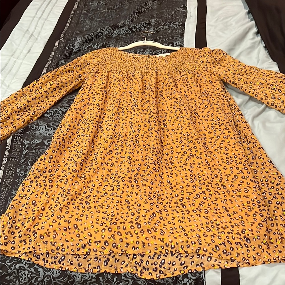 MYSTREE Women’s Leopard Print  Dress - Orange, size medium